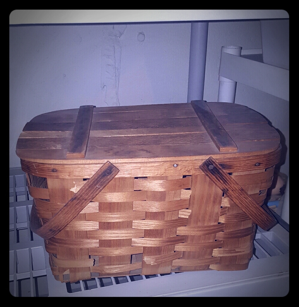 Vintage Wood Basket with lid